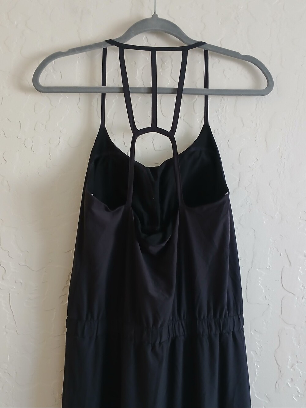 ATHLETA High Low Maxi Dress Women's 4 Black Cinch Waist Built In Padded Bra - Picture 5 of 8